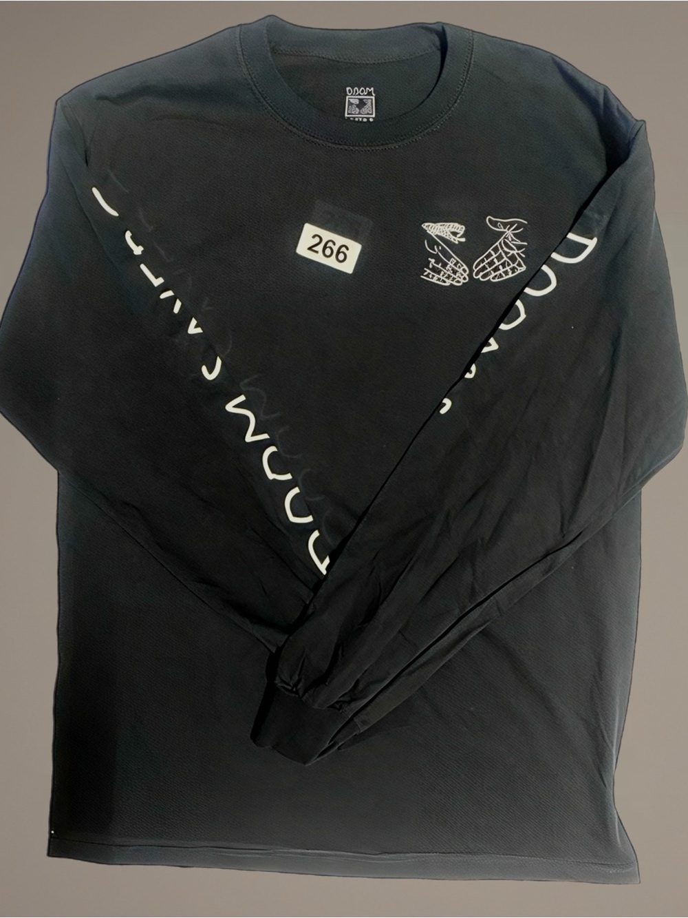 Black Doom Sayers Long Sleeve Graphic Tee with Sleeve Logo Size Medium